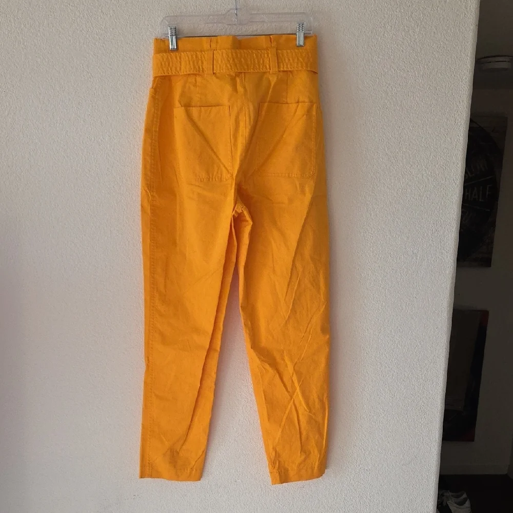 Express Women's Paperbag Waist Chinos in Yellow-Orange - Picture 3 of 3